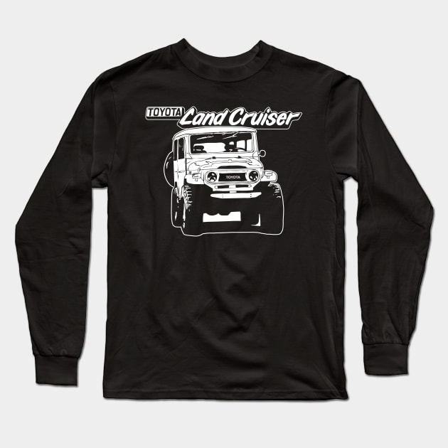 FJ40 with Toyota Landcruiser Badge Long Sleeve T-Shirt by Bulloch Speed Shop